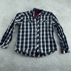 Irreverent Mens XL Plaid Long Sleeve Button-Down Shirt pearl snap 5257